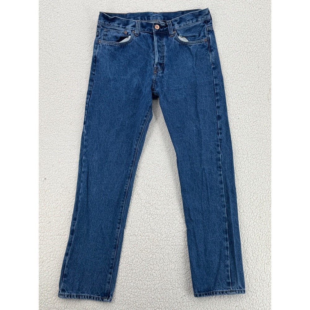 H&M &Denim Button Fly Straight Leg Jeans Men 33x30 Blue Medium Wash Cotton
